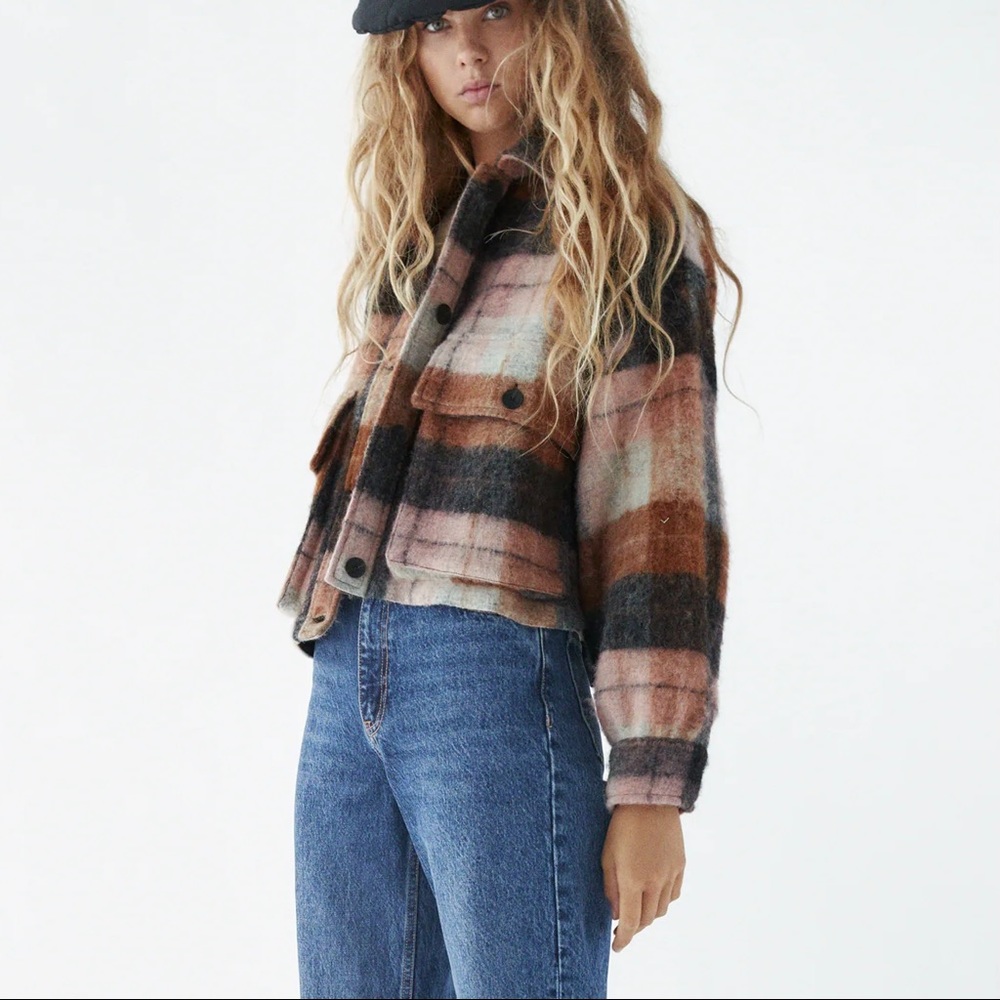 Zara cropped plaid jacket